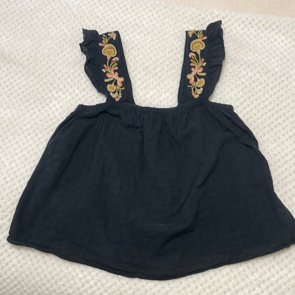 Madewell Embroidered Flutter Tank Black Sz. M
